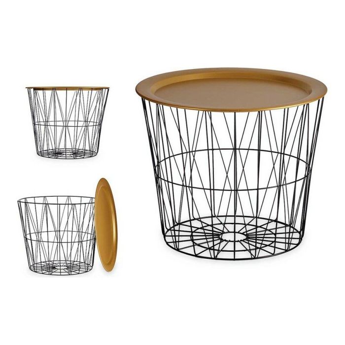 Mesa auxiliar Negro Dorado Metal 52 x 40 x 52 cm 1 Mesa auxiliar Negro Dorado Metal 52 x 40 x 52 cm 1