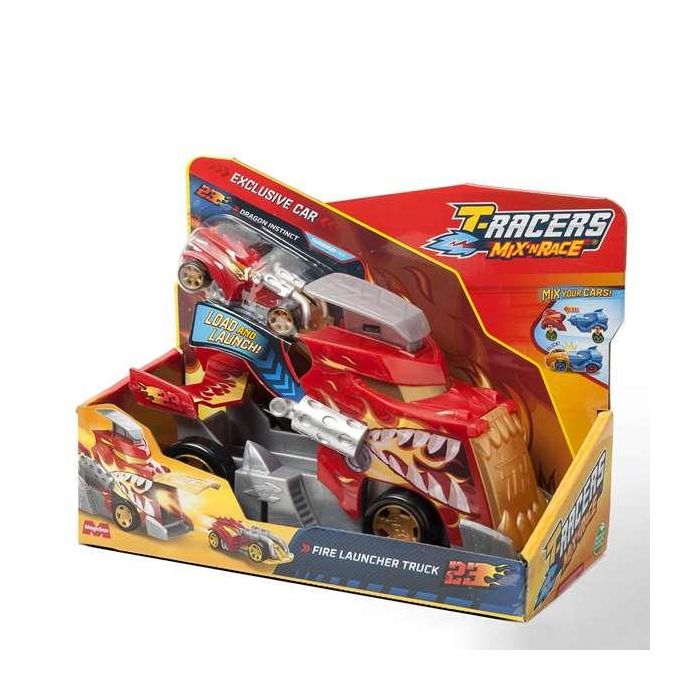 Lanzador launcher truck t-racers mix ‘n race (ice truck o fire truck) incluye coche y banderas 10x16,8x22,5cm - modelos surtidos