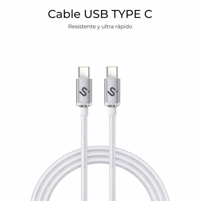 Cable USB-C a USB-C Subblim OPTIMUS Blanco 2 m 17 Cable USB-C a USB-C Subblim OPTIMUS Blanco 2 m 17