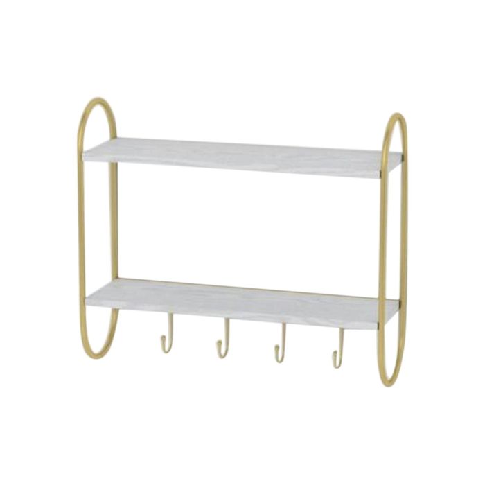 DKD Home Decor Perchero de Pared Estilo Glam Desmontable Dorado y Blanco de Metal y MDF 15x43x50 cm
