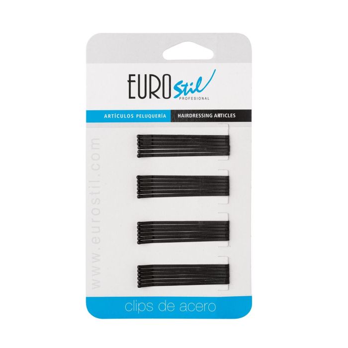 Eurostil Cabello caja de clips negro negro mate 50mm 24un