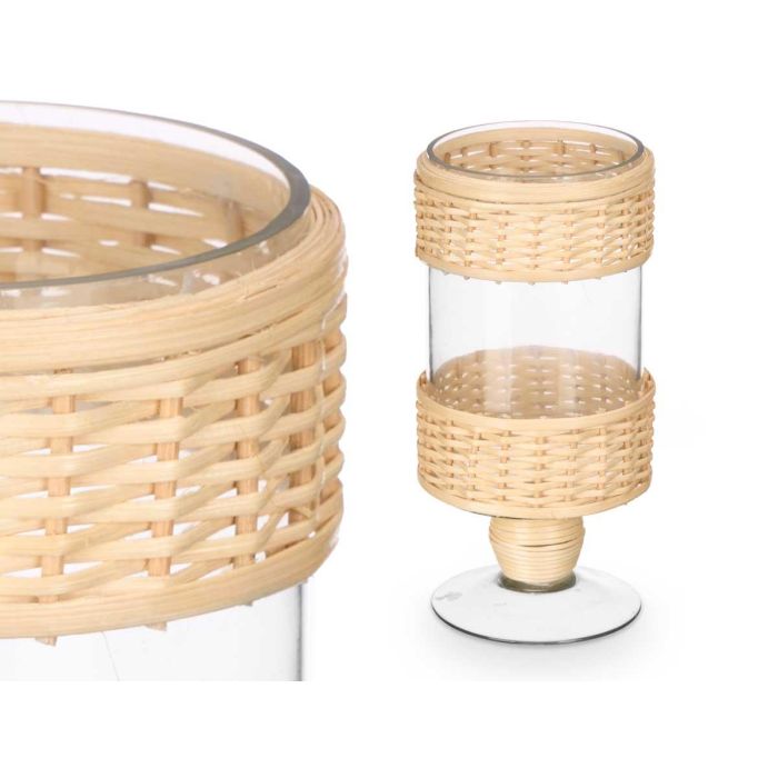 Portavela Copa Cilíndrica Alta de Vidrio y Rattan Giftdecor 11x22x11 cm (6 Unidades) 1 Portavela Copa Cilíndrica Alta de Vidrio y Rattan Giftdecor 11x22x11 cm (6 Unidades) 1