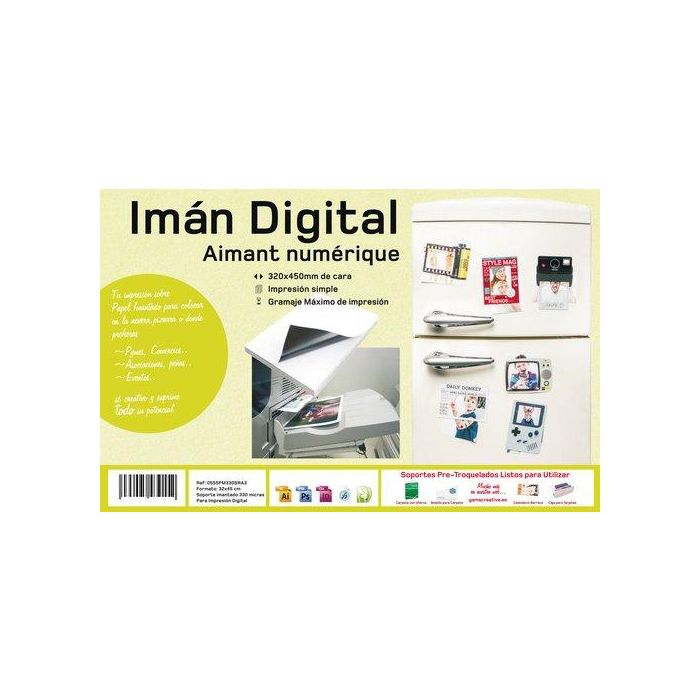 Yosan Papel Imantado para Impresión 330 micras 32x45 cm - Semibrillo, para Tóner Seco, Caja 50 Unidades