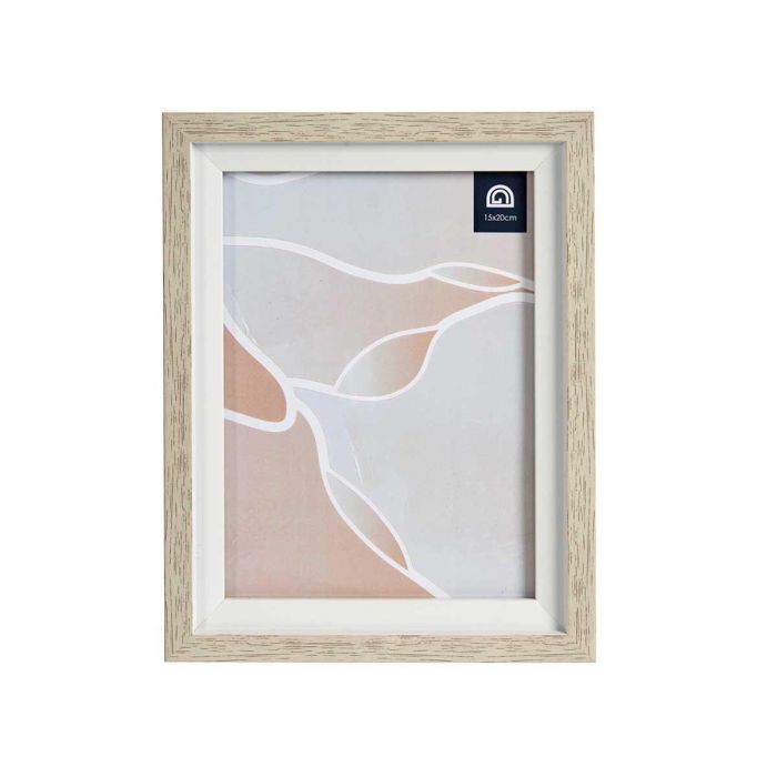 Giftdecor Portafotos Natural Borde Blanco 15x20 cm Plástico y Vidrio (Set de 24)