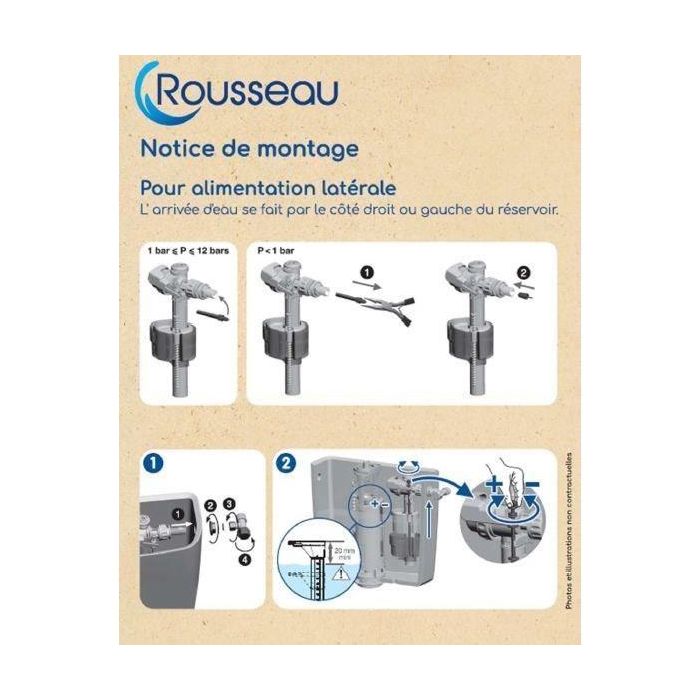 Edouard Rousseau AAAAX63284 Válvula de Flotador para Cisterna WC Lateral, Antirretorno y Cierre Antigolpe de Ariete 2