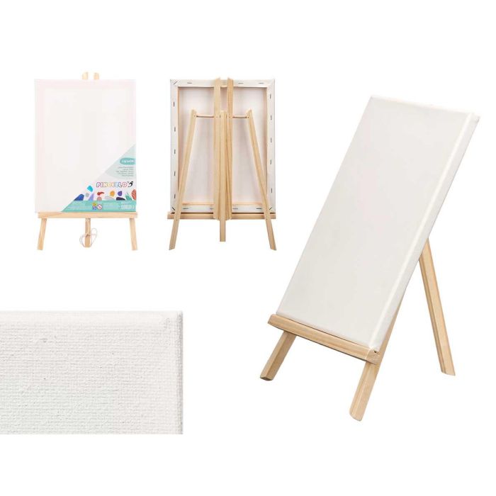 Lienzo Trípode Pincello 23x30 cm - Blanco y Madera (18 Unidades) Lienzo Trípode Pincello 23x30 cm - Blanco y Madera (18 Unidades)