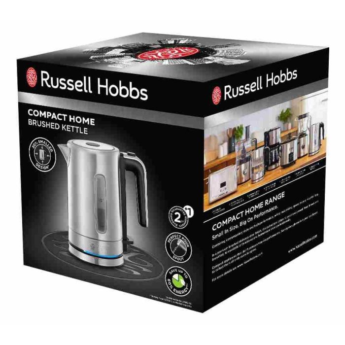 Russell Hobbs 24190-70 Hervidor Compact Home Acero Inoxidable Filtro Extraible Indicador Azul Capacidad Ideal 1