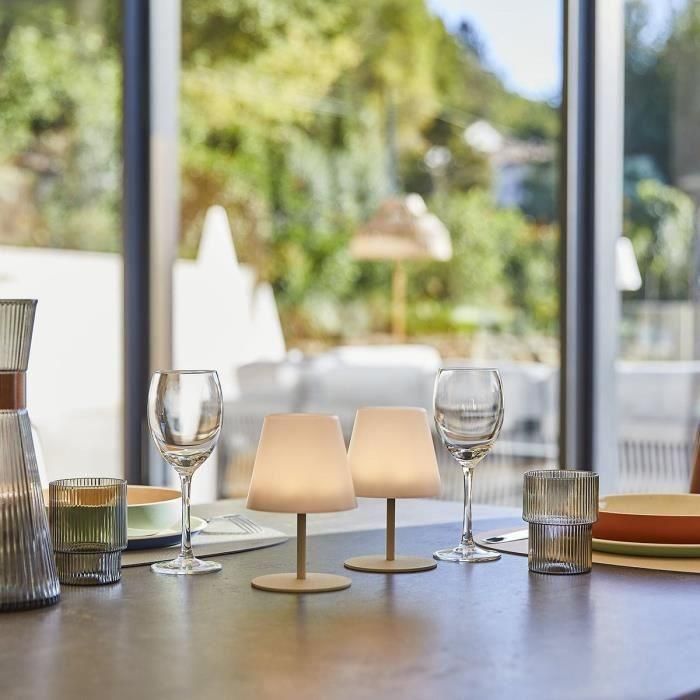 Lumisky LUM3666162006952 Juego de 2 Lámparas de Mesa Inalámbricas Modelo TWINS en Color Crema, 16 cm de Altura con Iluminación LED 1