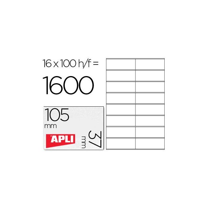 Etiquetas adhesivas Apli 01274 100 Hojas 105 x 37mm Blanco Latón