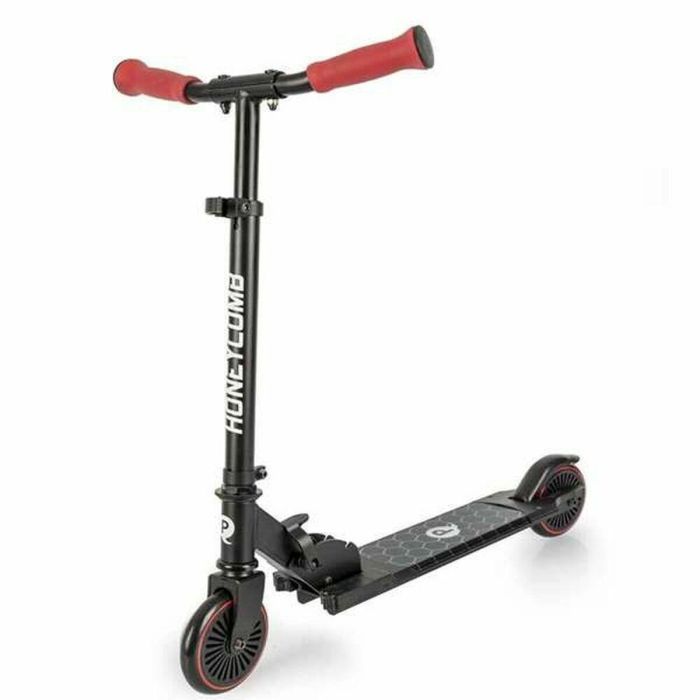 Ociotrends Patinete 2 Ruedas Honeycomb, Luces LED en Plataforma y Ruedas, Edad +5 Años, Material Polipropileno, Color Rojo