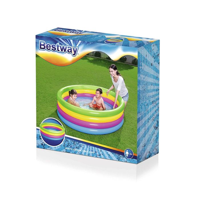 Bestway Piscina Hinchable Infantil 4 Aros Arcoiris 157x46 cm +3 Años Jardin 51117 2 Bestway Piscina Hinchable Infantil 4 Aros Arcoiris 157x46 cm +3 Años Jardin 51117 2