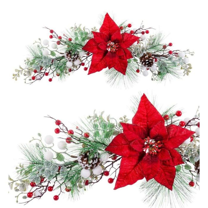 Adorno Navideño Rojo Multicolor Plástico Tejido Piñas 60 cm 2 Adorno Navideño Rojo Multicolor Plástico Tejido Piñas 60 cm 2