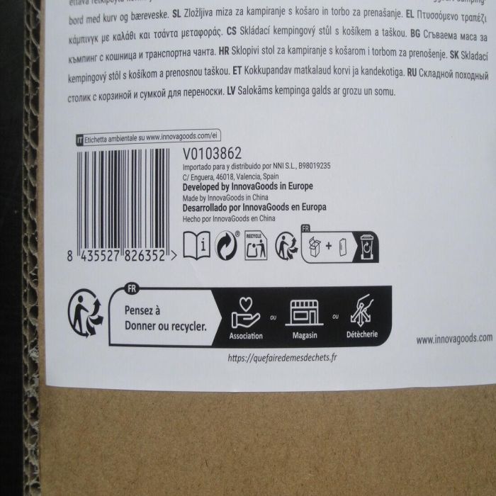 Mesa de Camping Plegable con Cesta y Funda Folble InnovaGoods 12