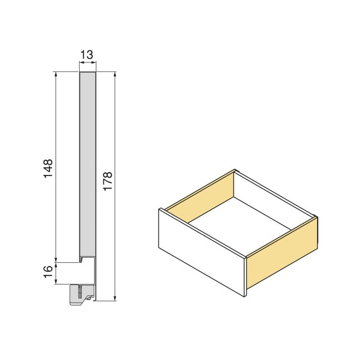 Emuca Cajón exterior Protone 30kg con guías de extracción total y cierre suave, Altura 178mm, profundidad 450mm, Acero, Pintado blanco 7 Emuca Cajón exterior Protone 30kg con guías de extracción total y cierre suave, Altura 178mm, profundidad 450mm, Acero, Pintado blanco 7