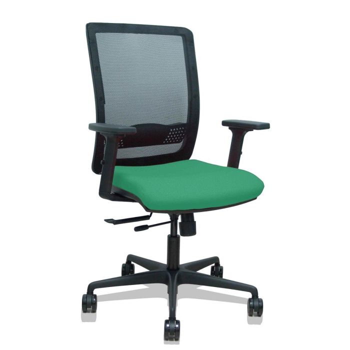 PIQUERAS Y CRESPO Silla Haches traslack malla negra asiento bali verde esmeralda brazos 2D ruedas 65mm PIQUERAS Y CRESPO Silla Haches traslack malla negra asiento bali verde esmeralda brazos 2D ruedas 65mm