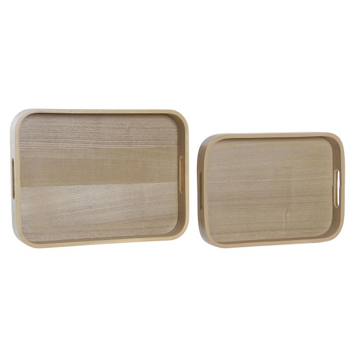DKD Home Decor Bandeja de Decoración Scandi de MDF, Color Natural, Set de 2 Piezas, Medidas 40x30x5.5 cm