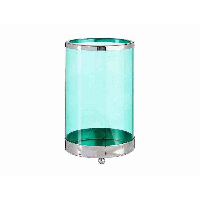 Base para Vela de Cristal Cilíndrica Azul con Metal Plata - Giftdecor 12x19 cm (8 Unidades) Base para Vela de Cristal Cilíndrica Azul con Metal Plata - Giftdecor 12x19 cm (8 Unidades)