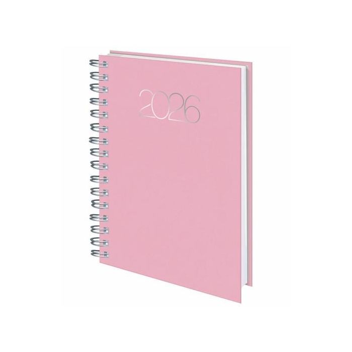 Deusto D08 Dp B23 Dietario Agenda Anual Premium 2026 Rosa 14.1x20.5 cm Wire'O 58 336 Páginas Multi-idioma Ángulo Perforado