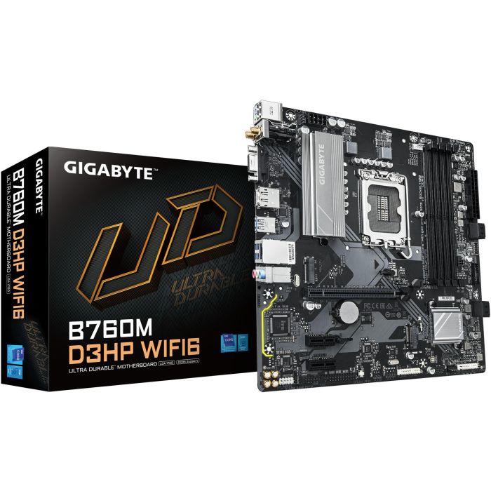 Gigabyte GA-B760M D3HP WIFI6 Placa Base Intel LGA 1700 DDR5 Wi-Fi 6 para 12-14 Gen, 2x M.2 PCIe 4.0, LAN GbE