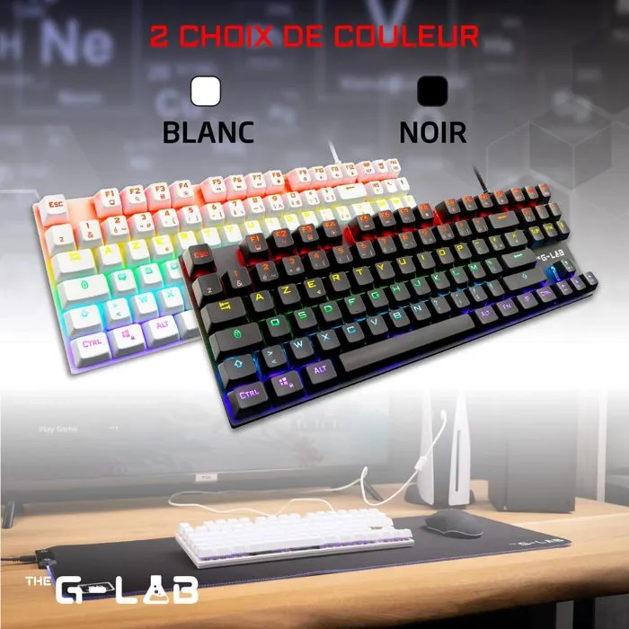 The G-Lab Teclado Mecánico TKL Keyz Mercury W/FR Blanco FR 2
