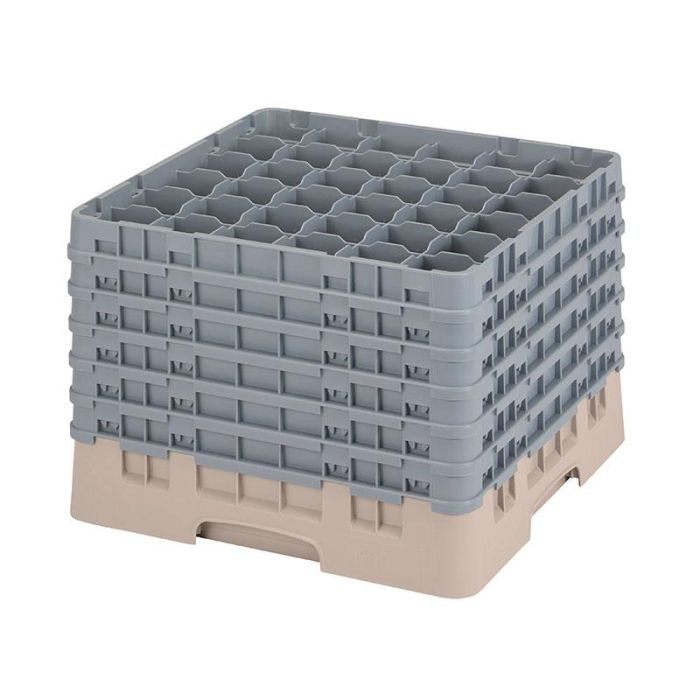 CAMBRO - 36S1214-184 - Cesta de lavado 36 comp. 6 alturas - 7,2 cm Ø máx. - alt. máx. 32,3 cm - 50 x 50 x 34,9 cm - Beige