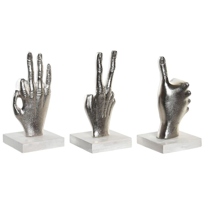 DKD Home Decor Decoración Loft Manos Plateadas Aluminio y Mango 10x20x10 cm (3 Unidades Surtidas) 2 DKD Home Decor Decoración Loft Manos Plateadas Aluminio y Mango 10x20x10 cm (3 Unidades Surtidas) 2