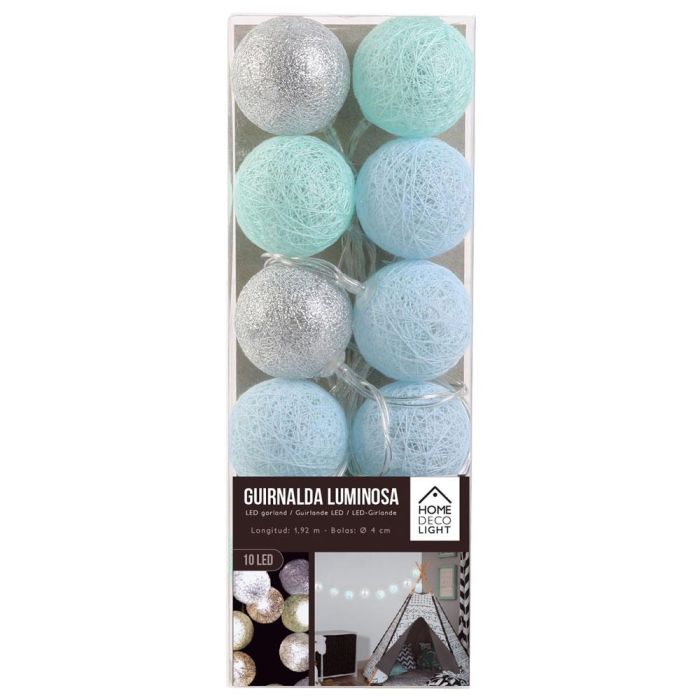 Home Deco Light Guirnalda de 10 LEDs Luz Azul/Plata 192cm 1