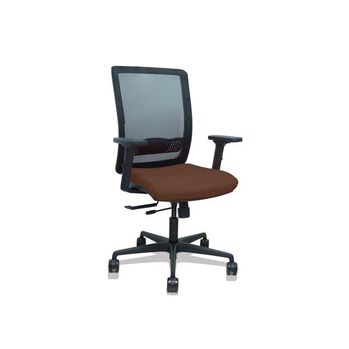 Silla Piqueras Y Crespo Haches Brazos 2D Regulables Mecanismo Sincro Con Traslack Apoyo Lumbar Respaldo Malla Negra Y Asiento Tapizado Bali Marron Oscuro