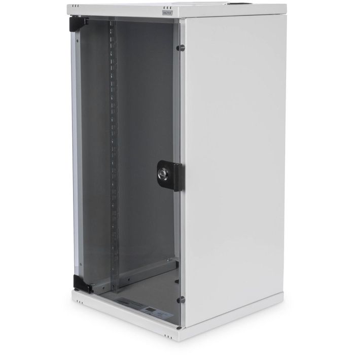 Digitus Rack de Pared para Redes 254 mm (10") 12U, 312x300mm (Ancho x Profundidad), Gris, Cerrado con Cerradura y Rieles 9