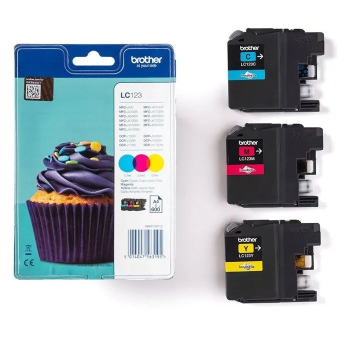 Brother LC123RBWBP Cartucho de Tinta de Color (Cian/Magenta/Amarillo) Blíster 3 Unidades 1