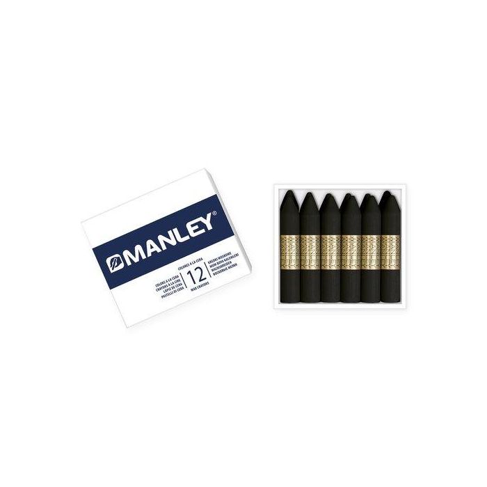 Manley Estuche de 12 ceras de 60 mm en color negro