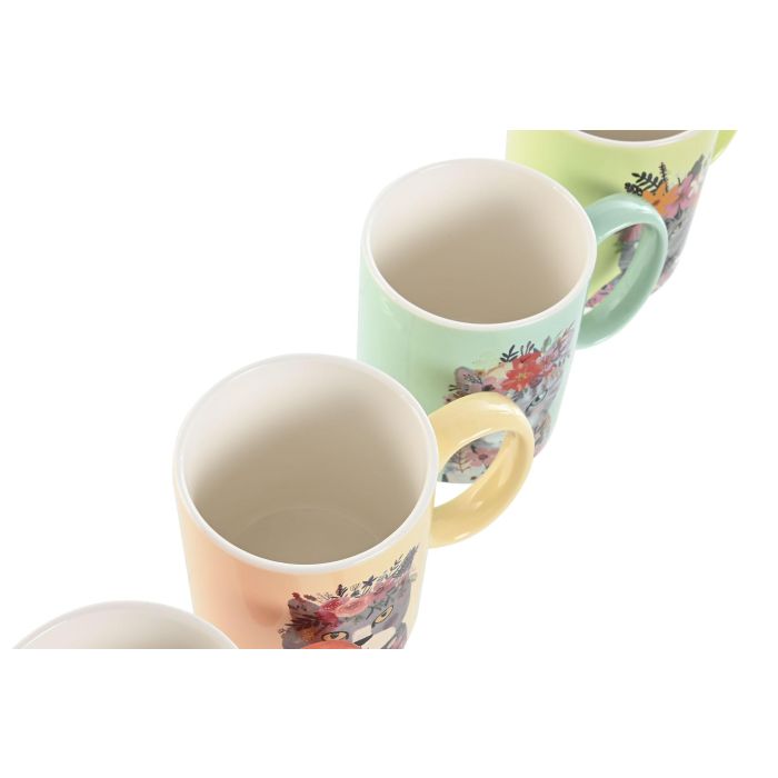 Mug Moderno DKD Home Decor Verde Rosa 8 x 9.5 x 12.5 cm (12 Unidades) 2 Mug Moderno DKD Home Decor Verde Rosa 8 x 9.5 x 12.5 cm (12 Unidades) 2