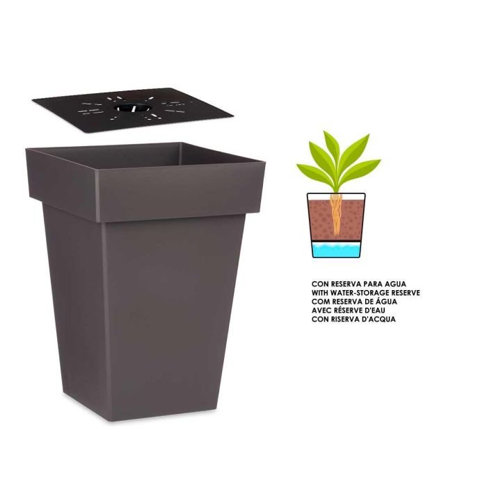 Maceta Cuadrada Gris Con Reserva Agua 30Cm Ibergarden (6 Unidades) 1 Maceta Cuadrada Gris Con Reserva Agua 30Cm Ibergarden (6 Unidades) 1