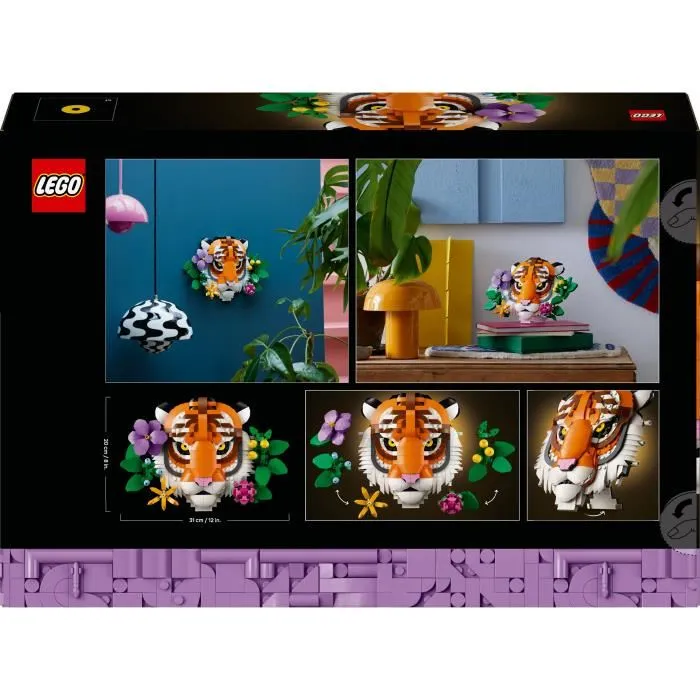 LEGO Colección Fauna: Tigre - Set de Construcción Art 3D para Adultos | Obra Decorativa con Flores y Plantas Estilizadas, 744 piezas 5