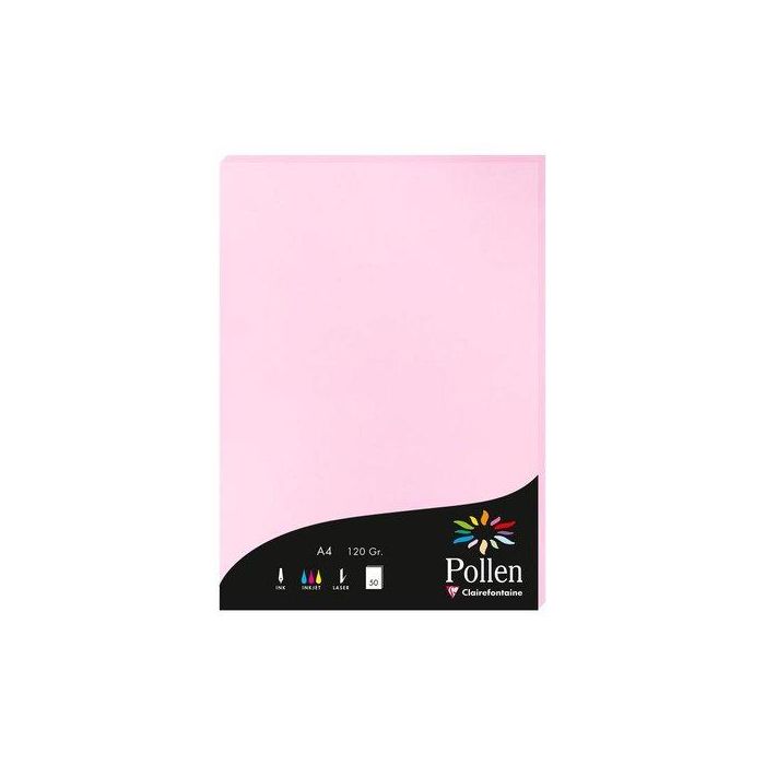 Papel Clairefontaine Pollen A4 120G 50H Rosa Peladilla