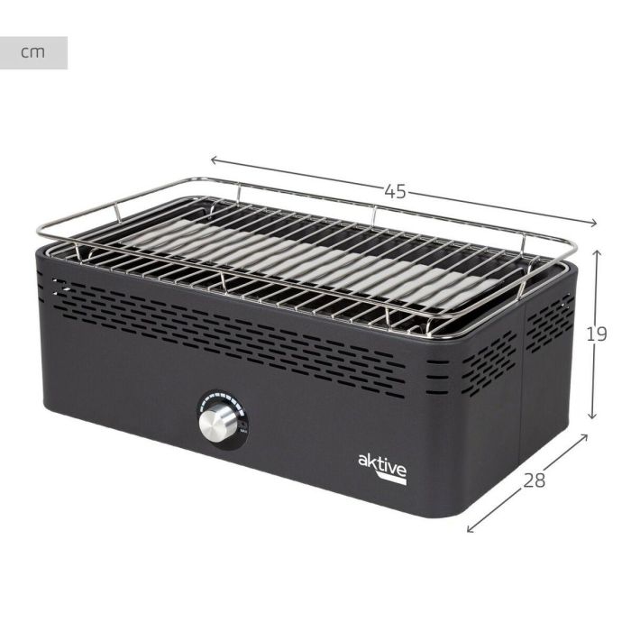 Barbacoa de Carbón sin Humo Portátil Aktive Acero Inoxidable Hierro 45 x 19 x 28 cm 3