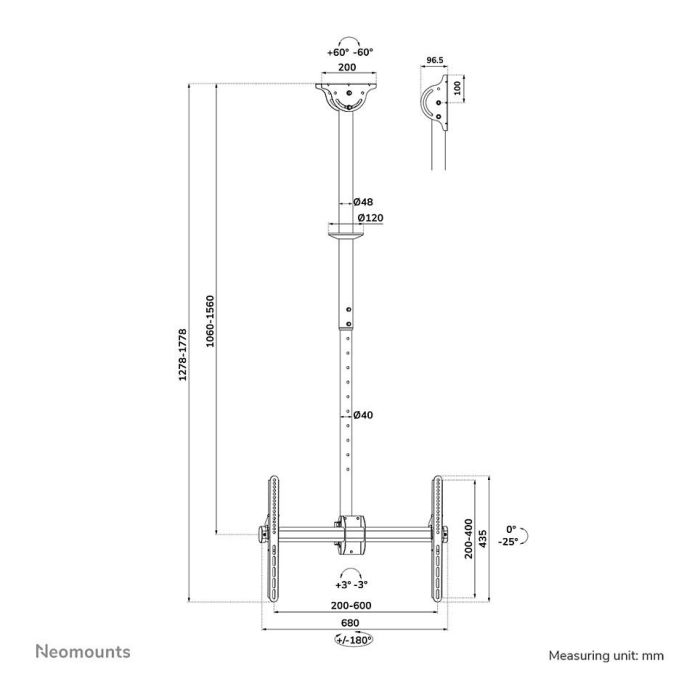 Soporte de Mesa para Pantalla Neomounts CL35-440BL16L 70" 37" 50 kg Soporte de Mesa para Pantalla Neomounts CL35-440BL16L 70" 37" 50 kg