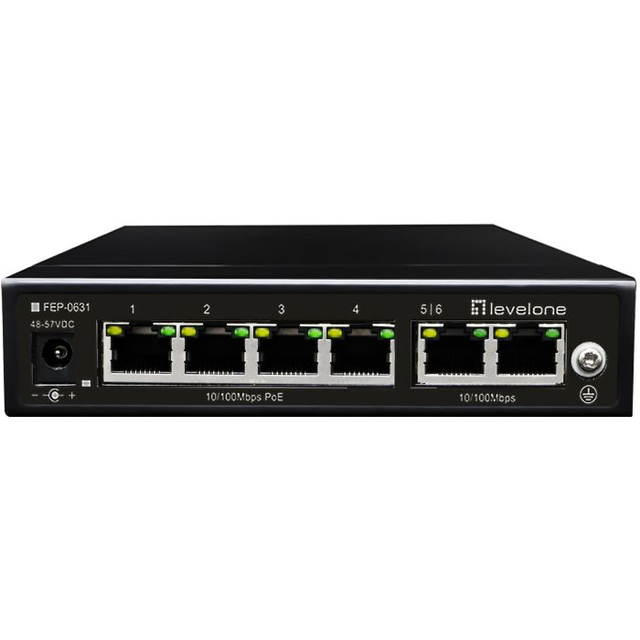 LevelOne FEP-0631 Switch 6 puertos Fast Ethernet 4xPoE+ 60W sin ventilador