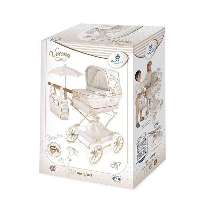 Decuevas Coche Reborn Plegable Verona con Sombrilla para Muñecas hasta 55 cm 40x90x90 cm Metal Plástico Poliéster 10