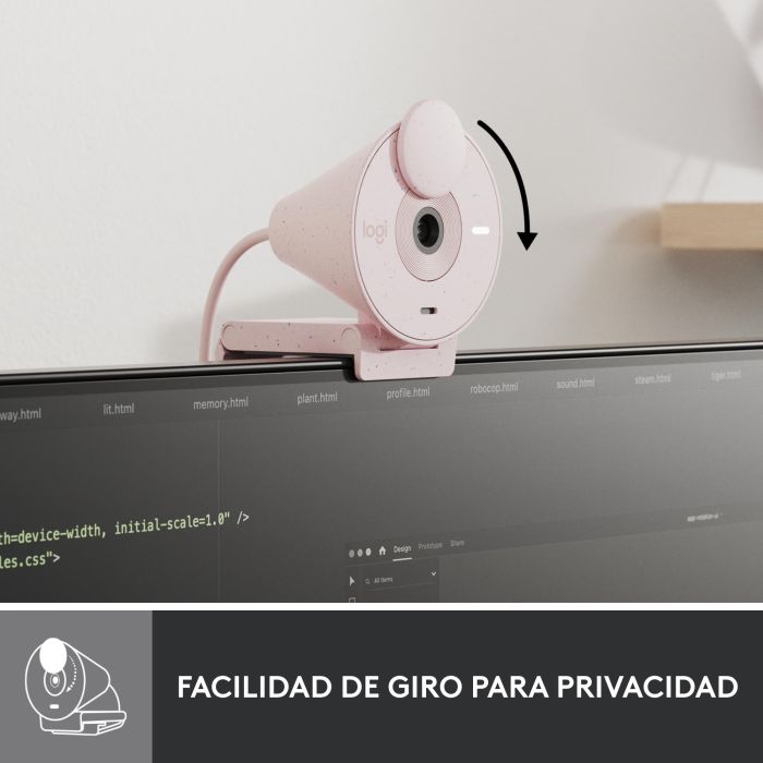 Webcam Logitech Brio 300 Rosado Full 3 Webcam Logitech Brio 300 Rosado Full 3