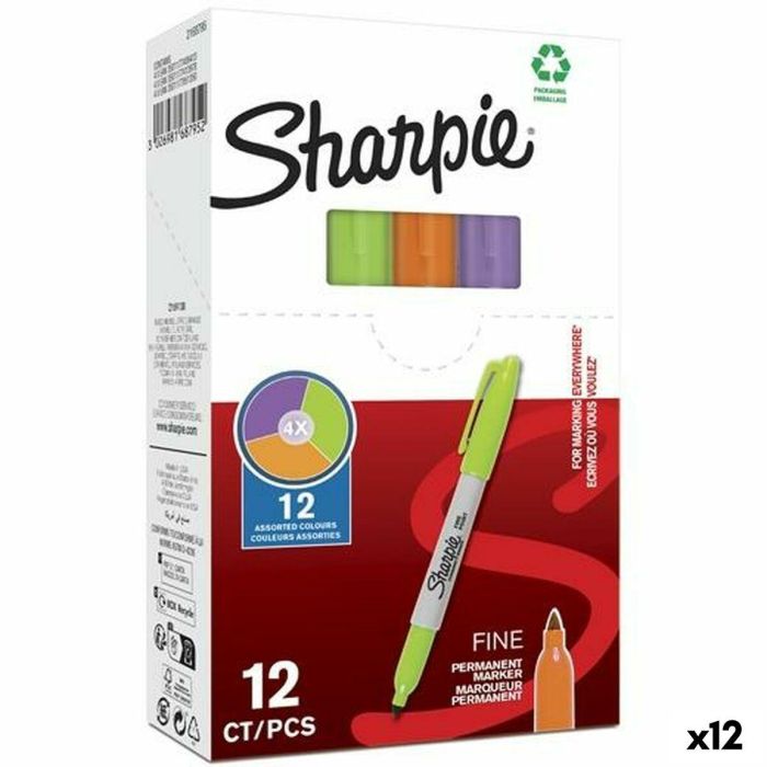 Rotulador permanente Sharpie Verde Morado Naranja (12 Unidades) 0 Rotulador permanente Sharpie Verde Morado Naranja (12 Unidades) 0