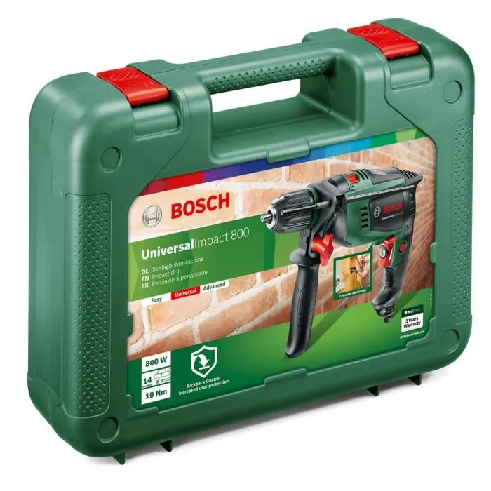Bosch Taladro de Percusión UniversalImpact 800 con Kickback Control para Mayor Seguridad 1