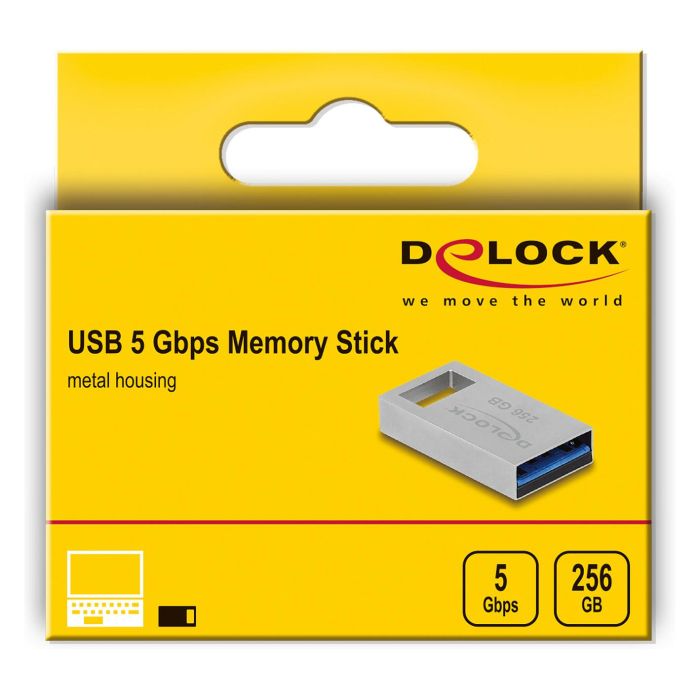DeLOCK USB 3.2 Gen 1 Memoria USB 256GB - Carcasa Metálica, 5 Gbps, 109 MB/s Lectura, Plug and Play, Gris 2