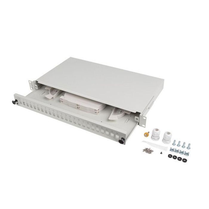 Lanberg FOP1-24SS-LDS Panel de parcheo de fibra óptica 1U de 24 puertos de acero gris para montaje en rack 6