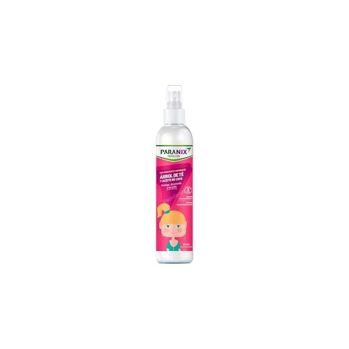 Paranix Antipiojos Árbol de Té Spray Protector Niñas, con Aceite de Coco y Dimeticona. Desenreda y Brillo. Pieles Atópicas 250ml