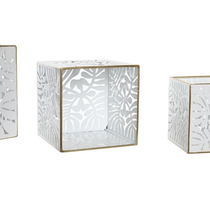 Macetero Tropical DKD Home Decor Blanco Dorado 15 x 15 x 15 cm Set de 3 2 Macetero Tropical DKD Home Decor Blanco Dorado 15 x 15 x 15 cm Set de 3 2