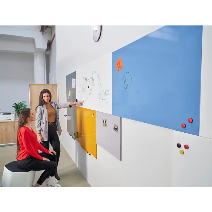 Rocada Pizarra Blanca Lacada Magnética Modular Sin Marco Azul 75x115 cm 3