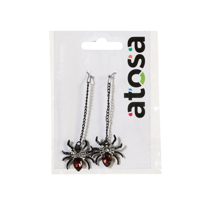 Pendientes Largos de Araña con Gema Roja y Tela de Araña - Ideal para Halloween, Gótico y Sesiones Temáticas 1