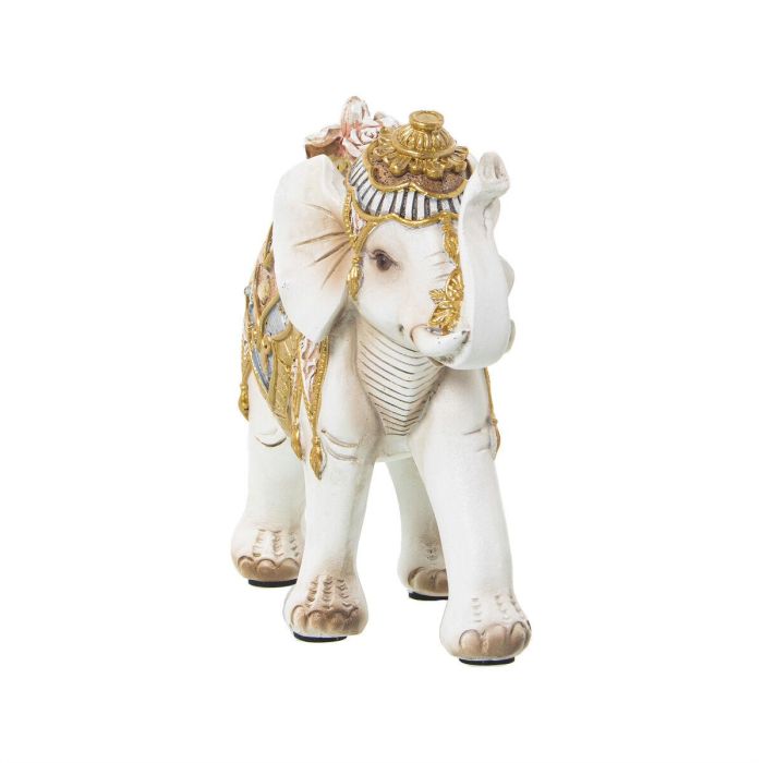 Figura Decorativa Alexandra House Living Blanco Dorado Acrílico Plástico Melamina Elefante 2