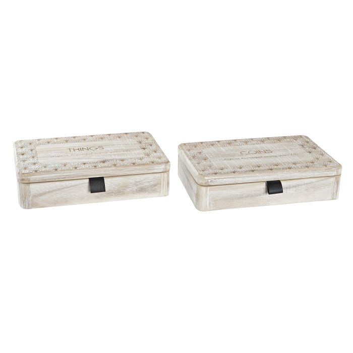 DKD Home Decor Caja Boho de MDF Natural 18 x 6.5 x 28 cm (Pack de 2 Unidades)